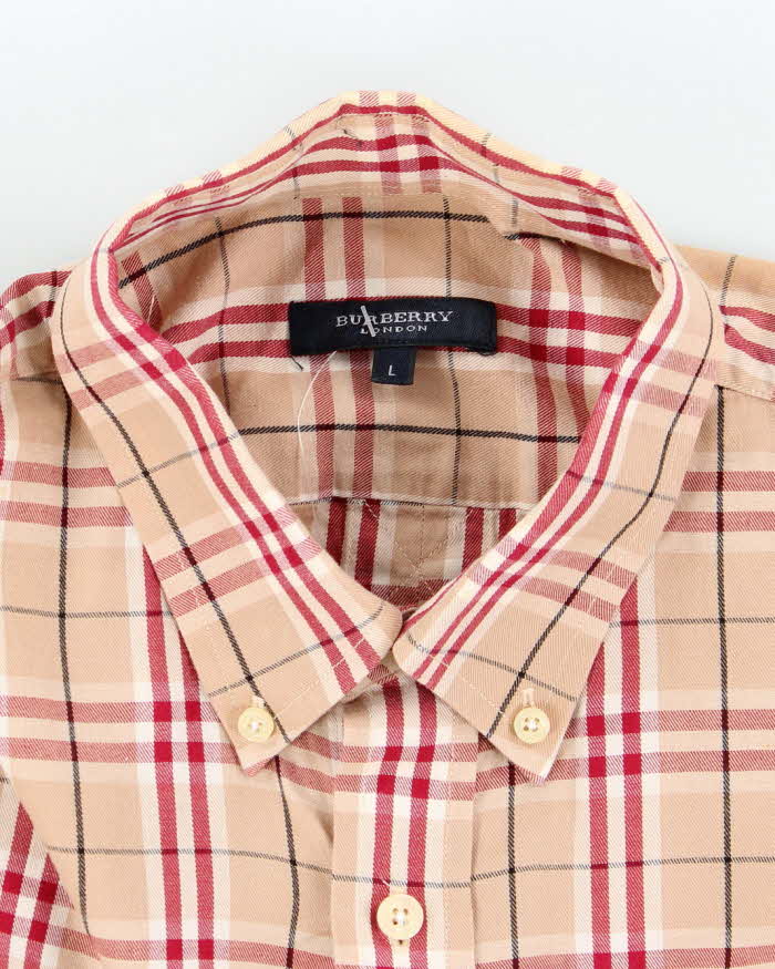 Vintage Y2K Burberry London Small Embroidered Logo Patterned Shirt - L