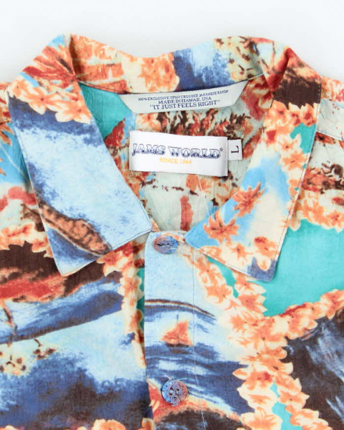 Vintage 90's Jams World All Over Print Lightweight Hawaiian Shirt - L