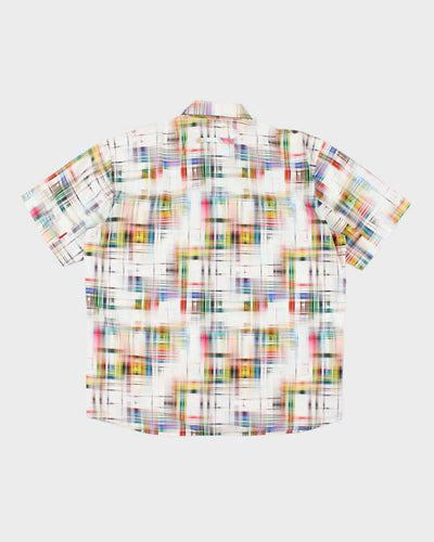 Vintage Y2K Signum Faded Madras Patterned Short Sleeve Shirt - L