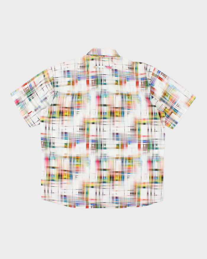 Vintage Y2K Signum Faded Madras Patterned Short Sleeve Shirt - L