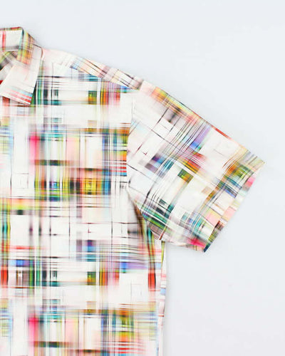 Vintage Y2K Signum Faded Madras Patterned Short Sleeve Shirt - L