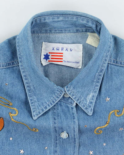 Vintage Amrav Western Embroidered Denim Long Sleeve Shirt - L