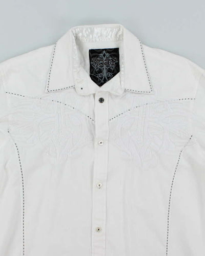 Vintage Y2K Roar Tribal Style Embroidered Gothic Long Sleeve Shirt - M