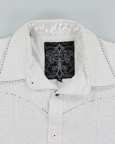 Vintage Y2K Roar Tribal Style Embroidered Gothic Long Sleeve Shirt - M
