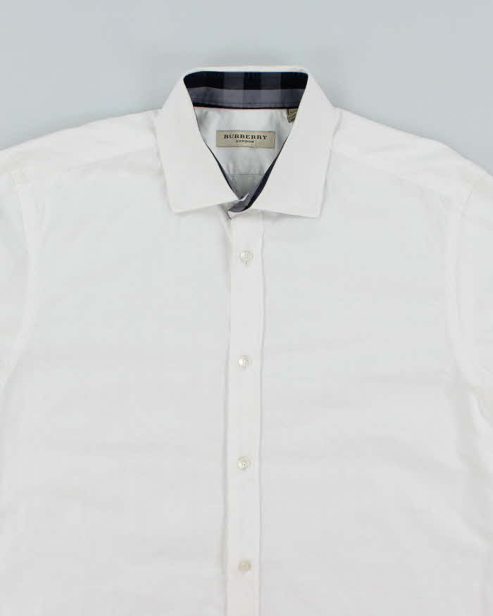 Vintage Y2K Burberry Patterned White Long Sleeve Shirt - L