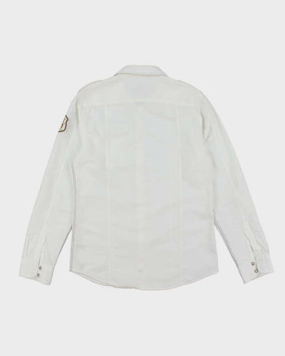Vintage Y2K Guess Military Style White Long Sleeve T-Shirt - L