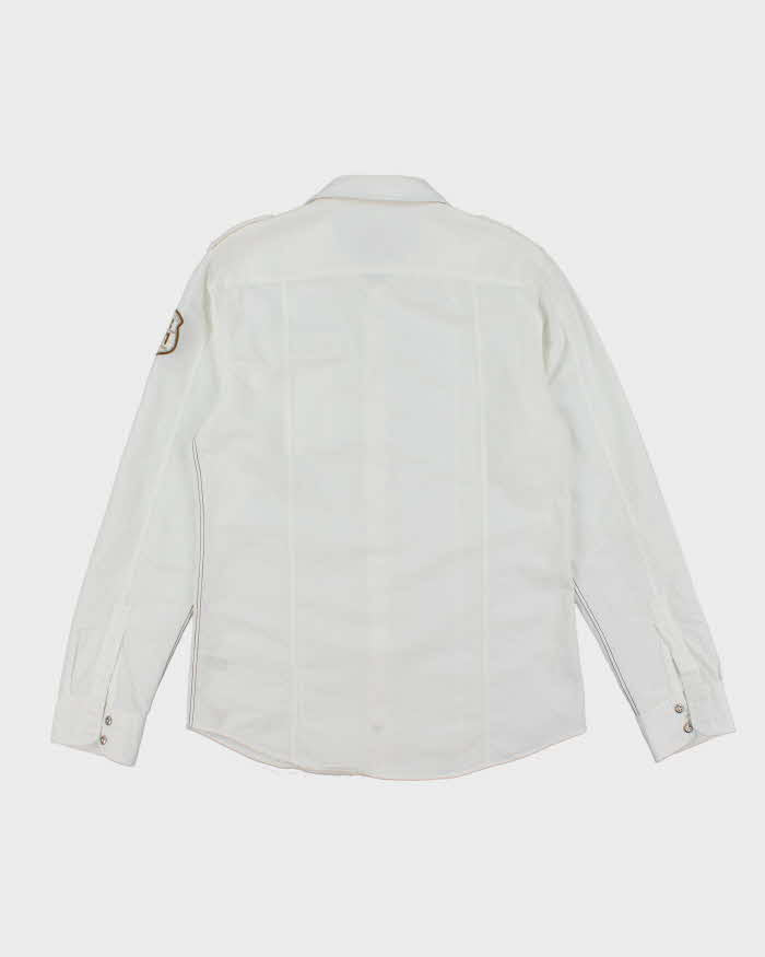 Vintage Y2K Guess Military Style White Long Sleeve T-Shirt - L