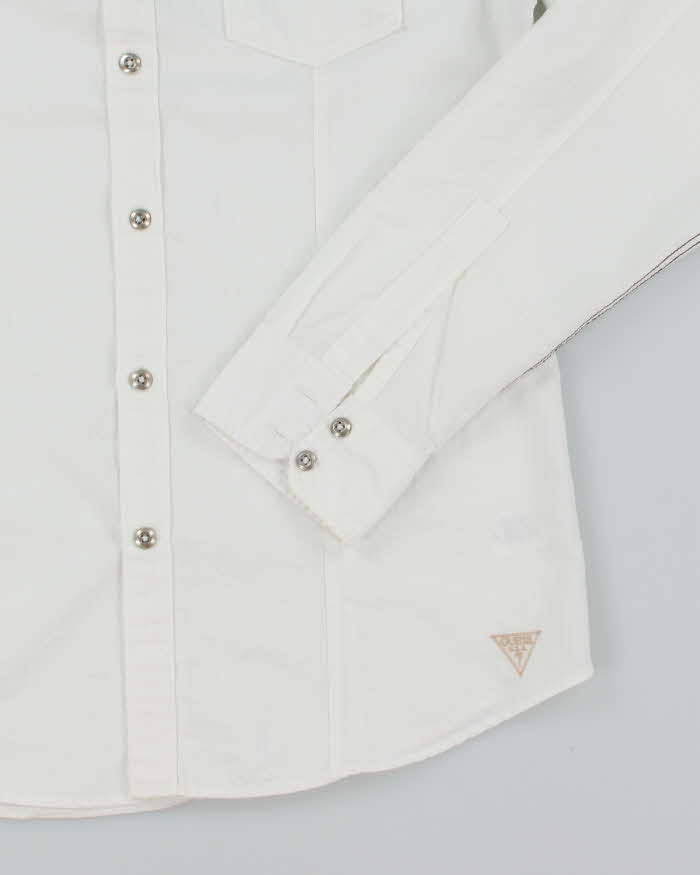 Vintage Y2K Guess Military Style White Long Sleeve T-Shirt - L