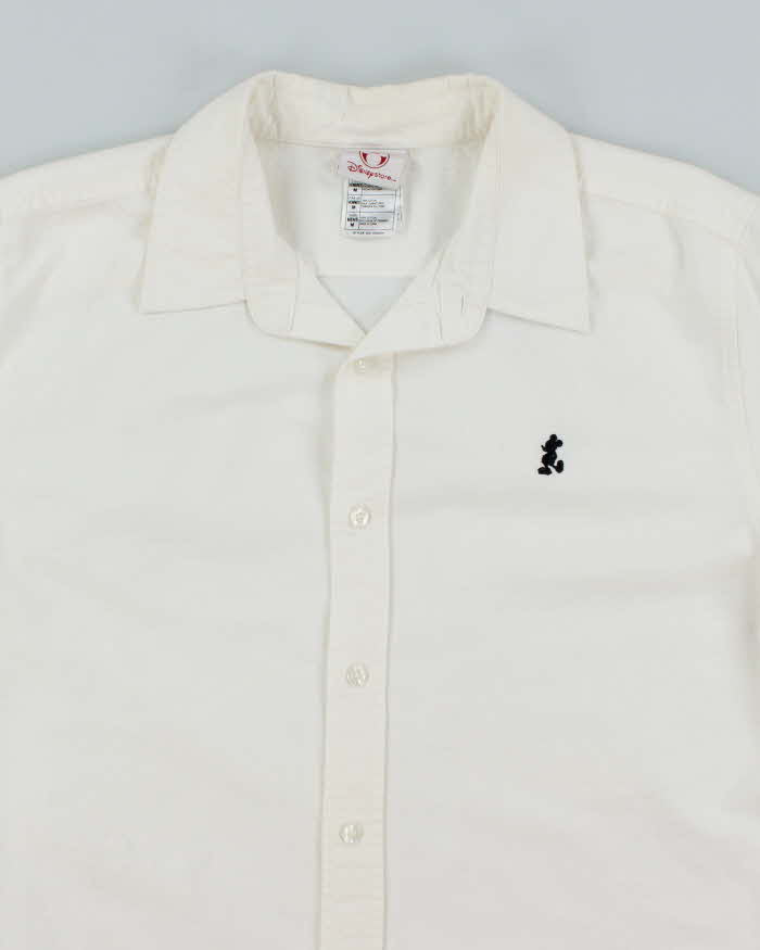 Vintage 2000's Disney Small Embroidered Mickey White Long Sleeve Shirt  - M