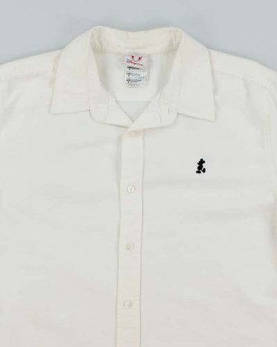 Vintage 2000's Disney Small Embroidered Mickey White Long Sleeve Shirt  - M