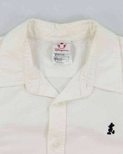 Vintage 2000's Disney Small Embroidered Mickey White Long Sleeve Shirt  - M