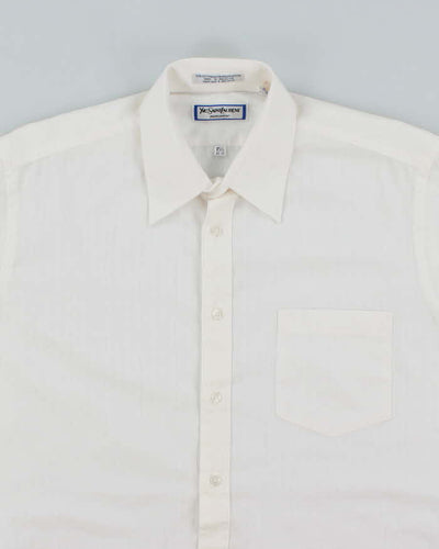 Vintage 90's Yves Saint Laurent Striped Long Sleeve White Shirt - L