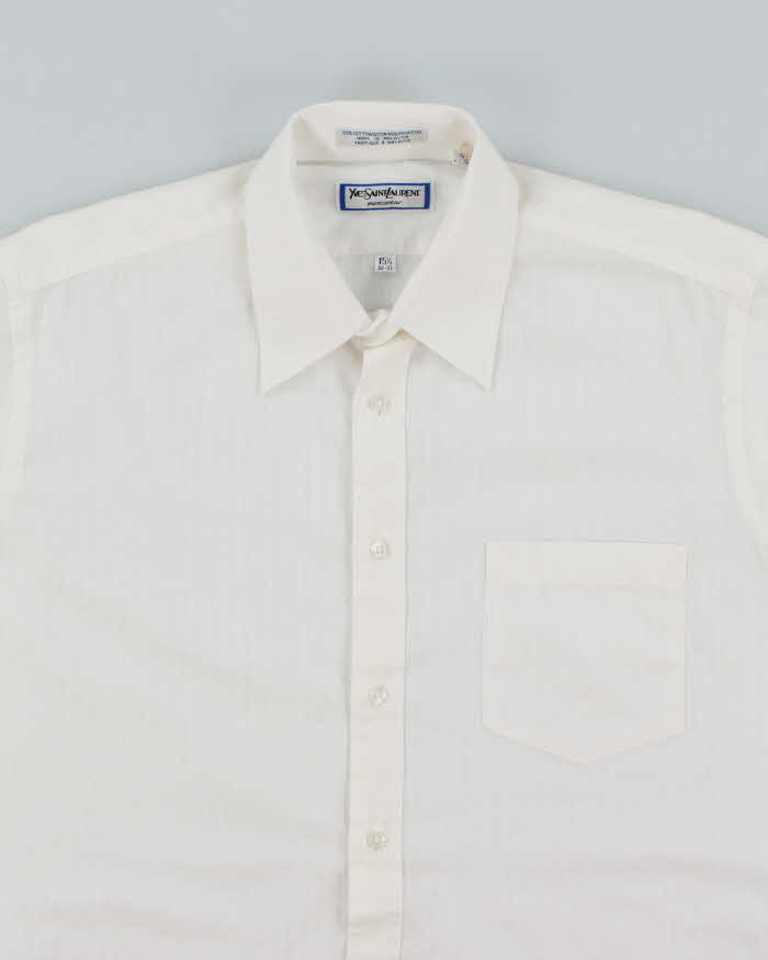 Vintage 90's Yves Saint Laurent Striped Long Sleeve White Shirt - L