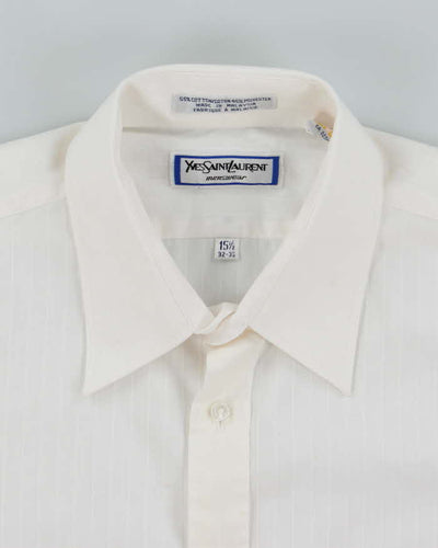 Vintage 90's Yves Saint Laurent Striped Long Sleeve White Shirt - L