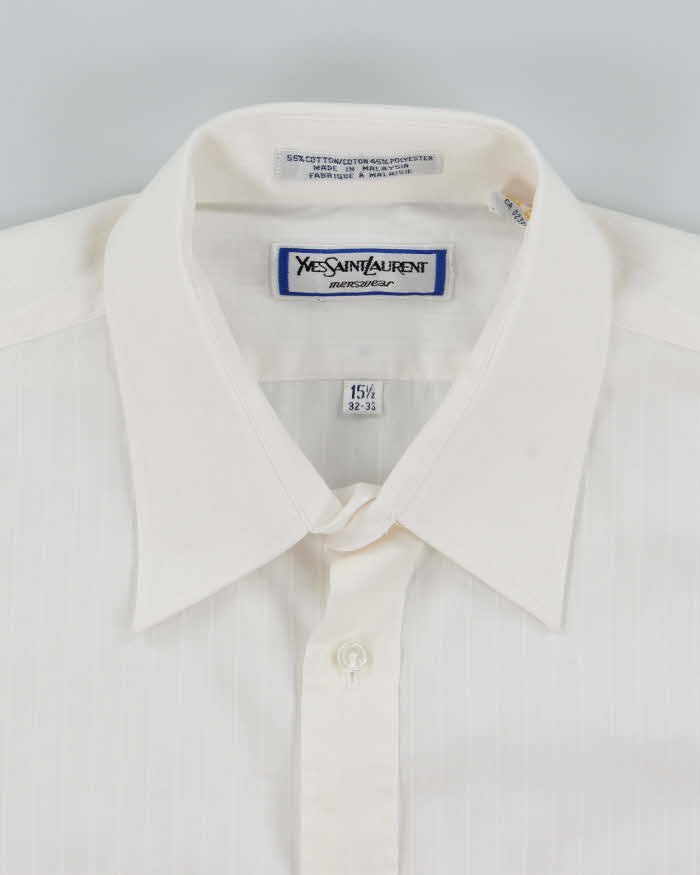 Vintage 90's Yves Saint Laurent Striped Long Sleeve White Shirt - L