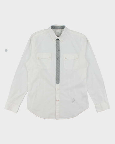 Vintage Y2K Guess Gothic Style Embroidered White Long Sleeve Shirt - L
