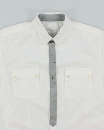 Vintage Y2K Guess Gothic Style Embroidered White Long Sleeve Shirt - L
