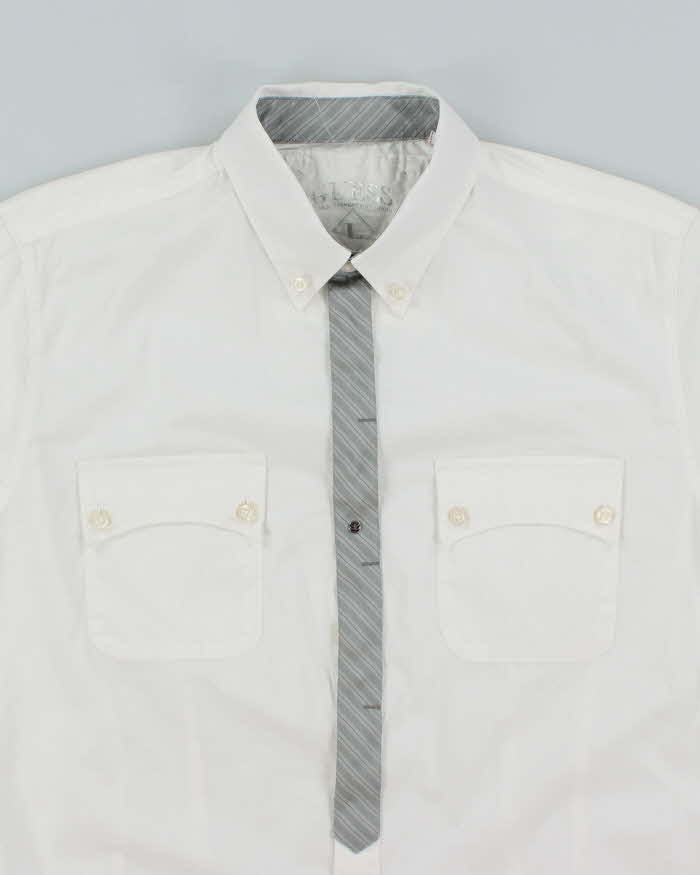 Vintage Y2K Guess Gothic Style Embroidered White Long Sleeve Shirt - L