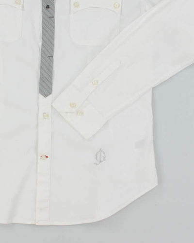 Vintage Y2K Guess Gothic Style Embroidered White Long Sleeve Shirt - L