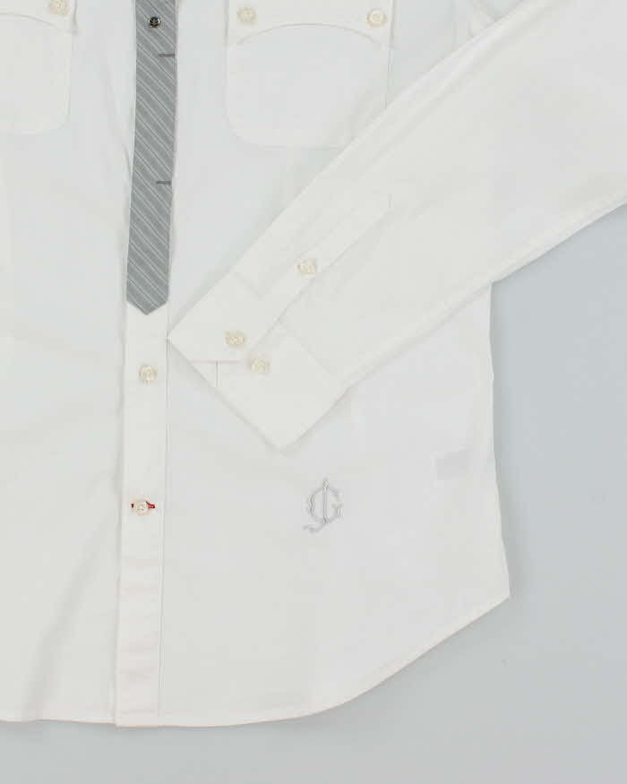 Vintage Y2K Guess Gothic Style Embroidered White Long Sleeve Shirt - L