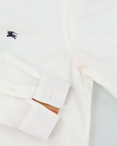 Vintage Burberry London Hidden Nova Check White Long Sleeve Shirt - L