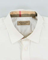 Vintage Burberry London Hidden Nova Check White Long Sleeve Shirt - L