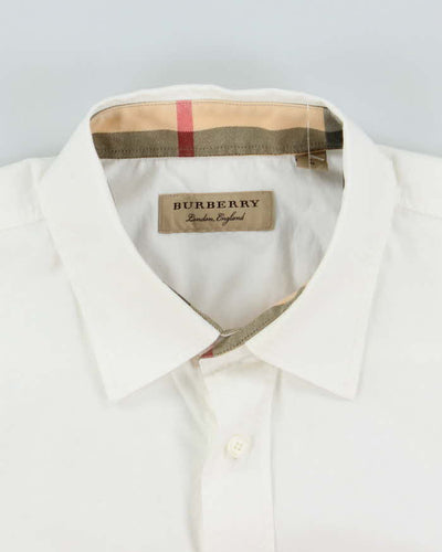Vintage Burberry London Hidden Nova Check White Long Sleeve Shirt - L