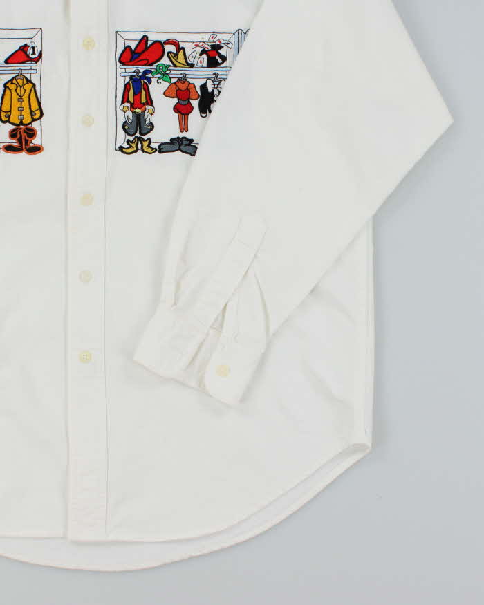 Vintage 90's Disney Embroidered Mickey Mouse Wardrobe White Shirt - M