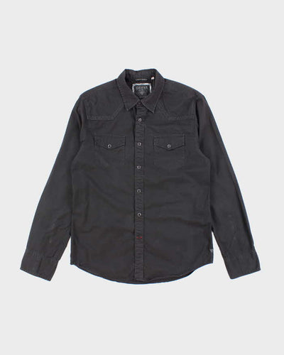 Vintage Y2K Guess Embroidered Patterned Long Sleeve Shirt - M