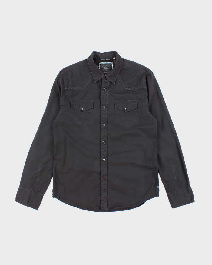 Vintage Y2K Guess Embroidered Patterned Long Sleeve Shirt - M