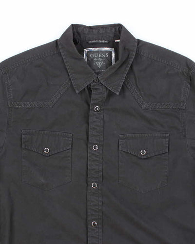 Vintage Y2K Guess Embroidered Patterned Long Sleeve Shirt - M