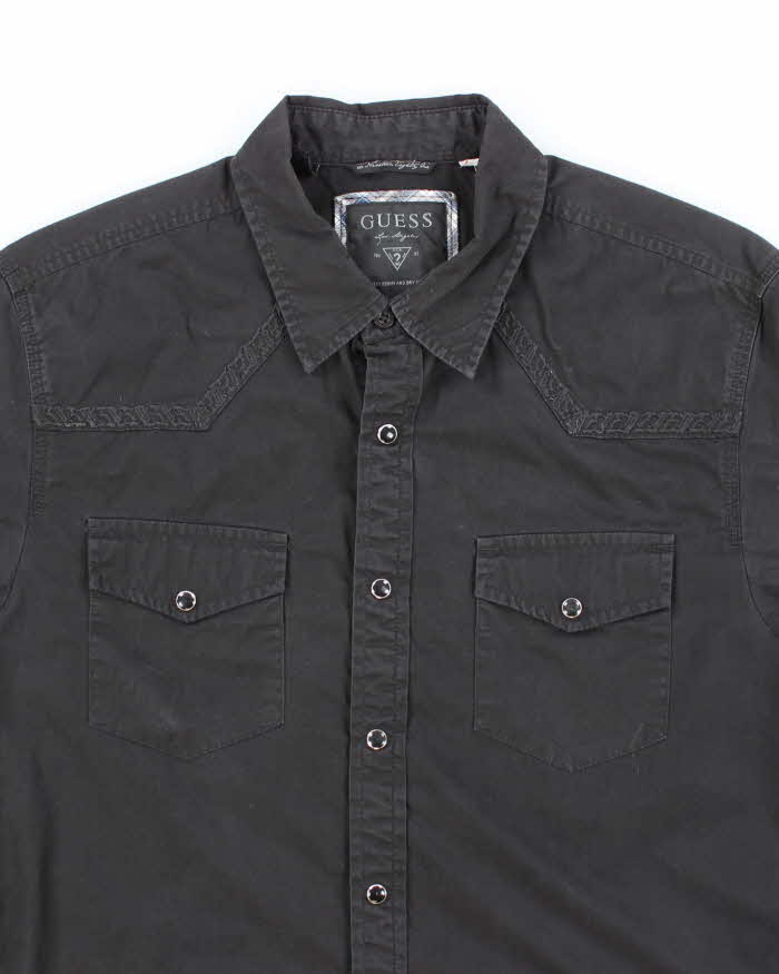 Vintage Y2K Guess Embroidered Patterned Long Sleeve Shirt - M