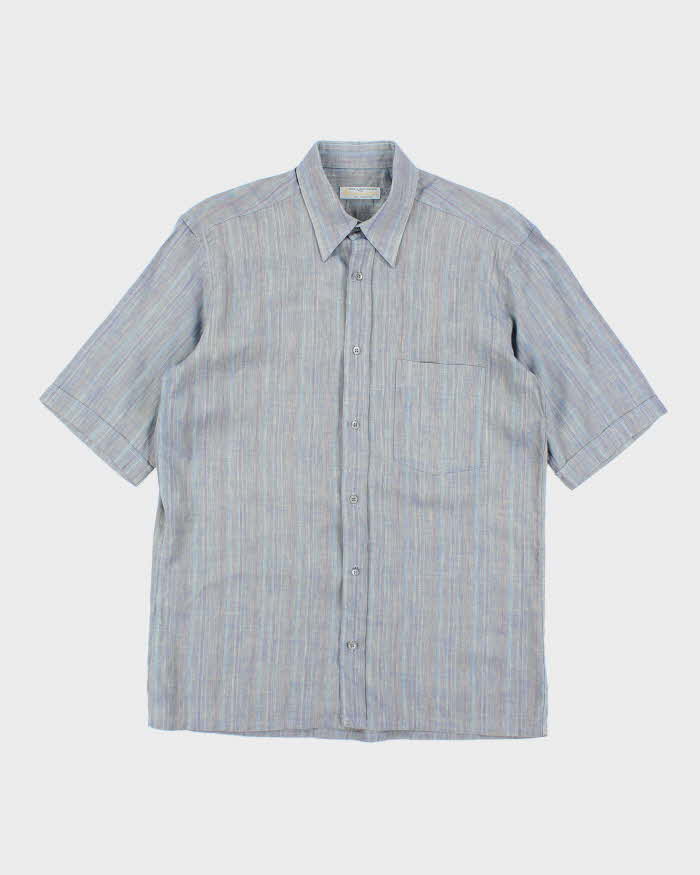 Vintage 90's Aquascutum Iridescent Short Sleeve Button Up Shirt - M