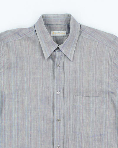 Vintage 90's Aquascutum Iridescent Short Sleeve Button Up Shirt - M