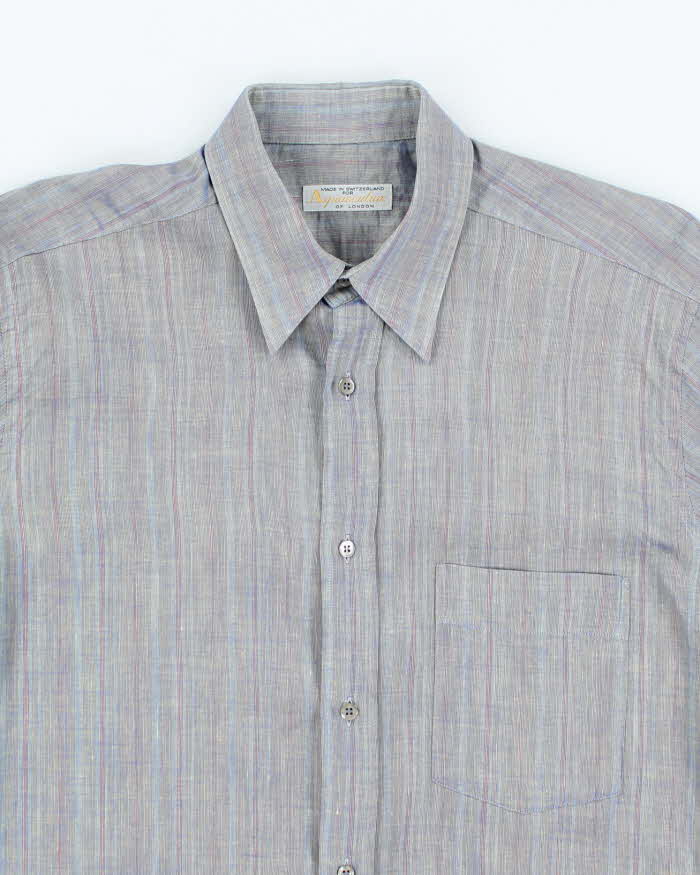 Vintage 90's Aquascutum Iridescent Short Sleeve Button Up Shirt - M