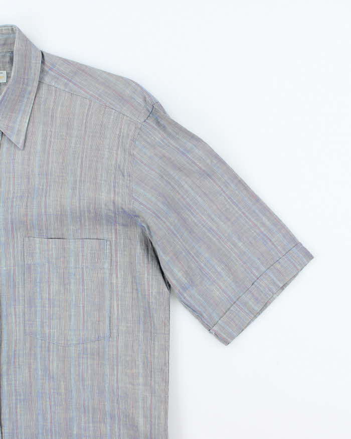 Vintage 90's Aquascutum Iridescent Short Sleeve Button Up Shirt - M