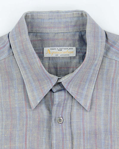 Vintage 90's Aquascutum Iridescent Short Sleeve Button Up Shirt - M