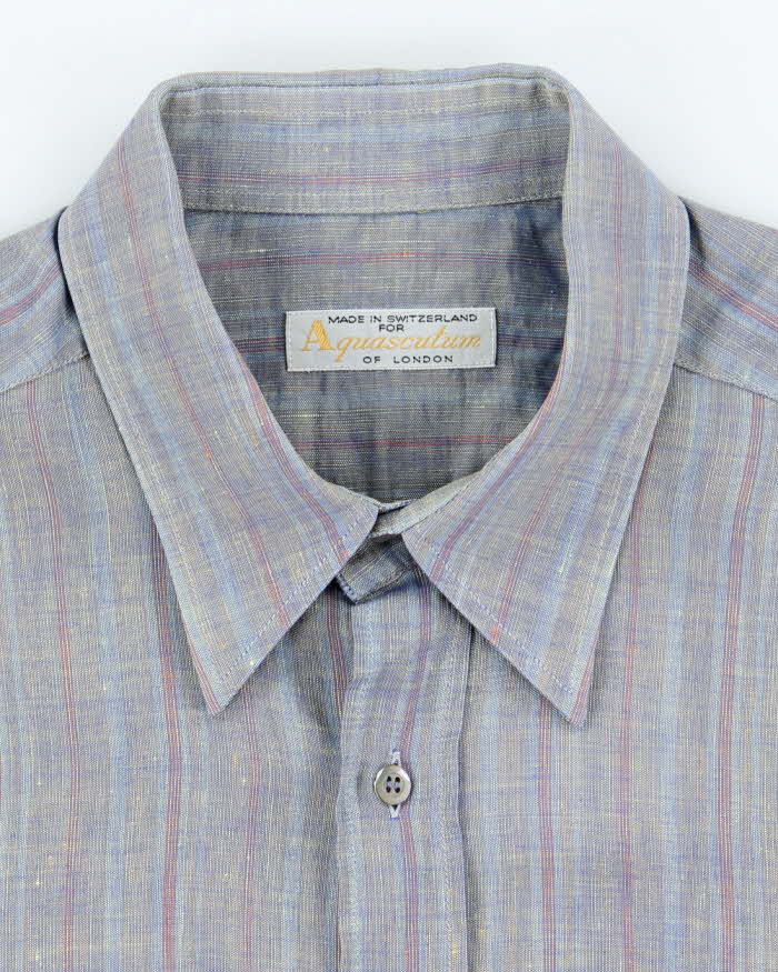 Vintage 90's Aquascutum Iridescent Short Sleeve Button Up Shirt - M