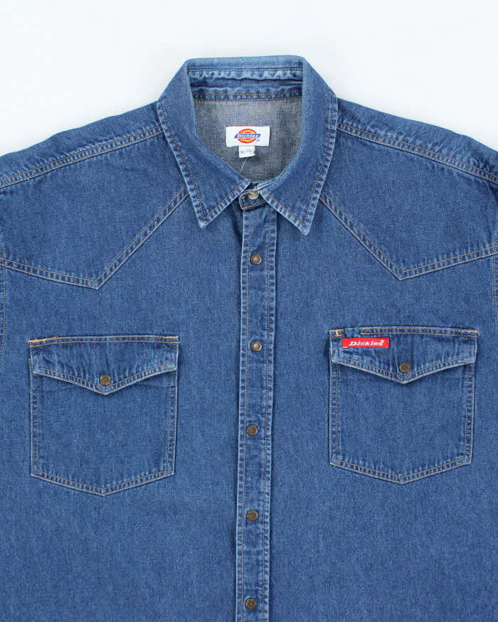 Vintage 2000's Dickies Heavyweight Dark Wash Long Sleeve Denim Shirt - XL