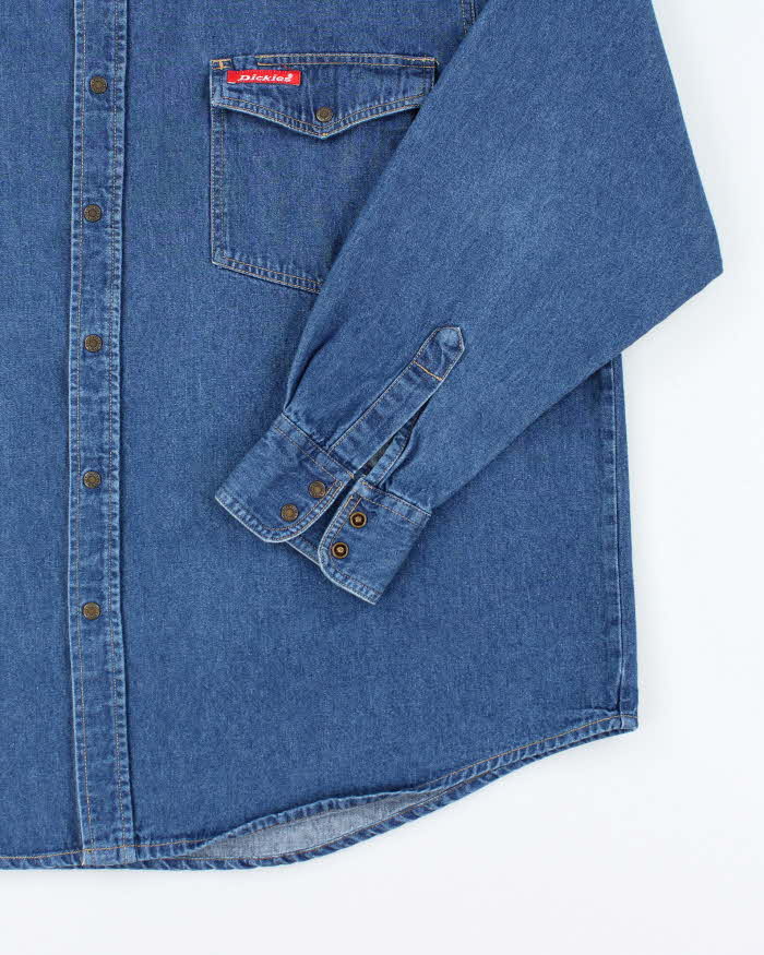 Vintage 2000's Dickies Heavyweight Dark Wash Long Sleeve Denim Shirt - XL