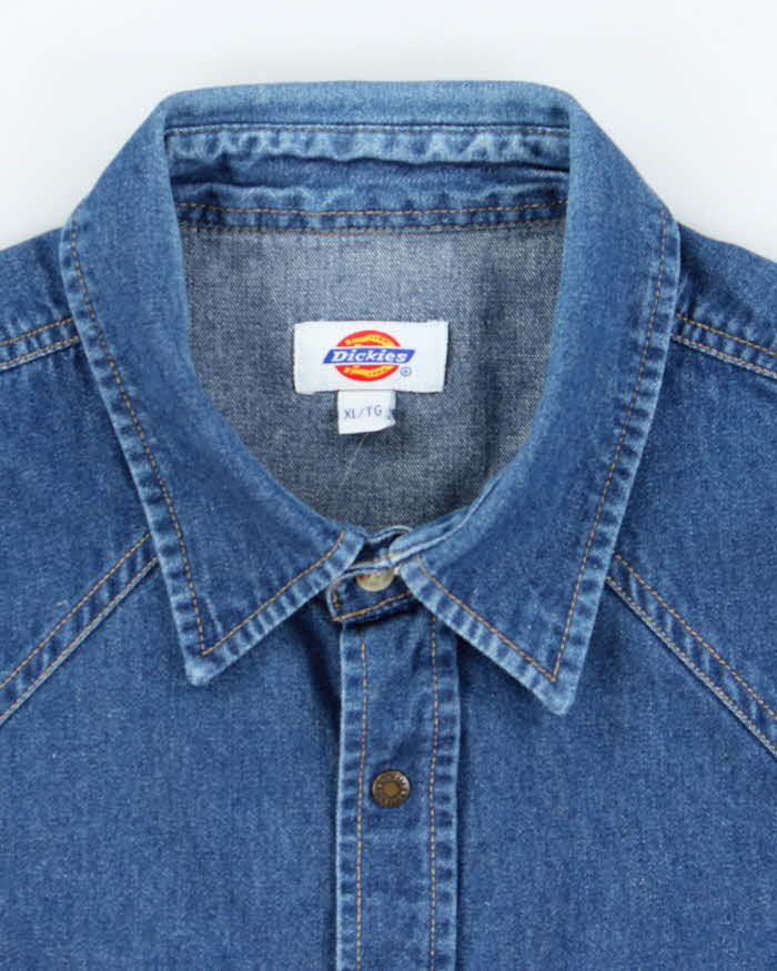 Vintage 2000's Dickies Heavyweight Dark Wash Long Sleeve Denim Shirt - XL