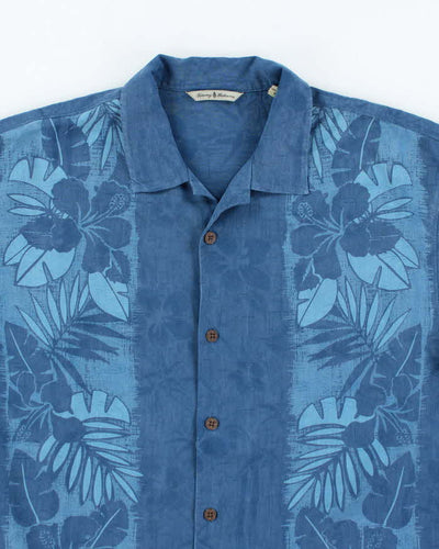 Vintage Tommy Bahama Striped Floral Patterned Hawaiian Shirt - M