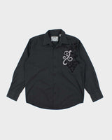 Vintage Y2K Bruno New York Embroidered Long Sleeve Striped Shirt - L