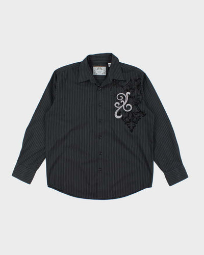 Vintage Y2K Bruno New York Embroidered Long Sleeve Striped Shirt - L