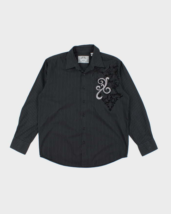 Vintage Y2K Bruno New York Embroidered Long Sleeve Striped Shirt - L