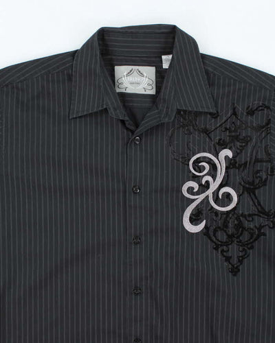 Vintage Y2K Bruno New York Embroidered Long Sleeve Striped Shirt - L