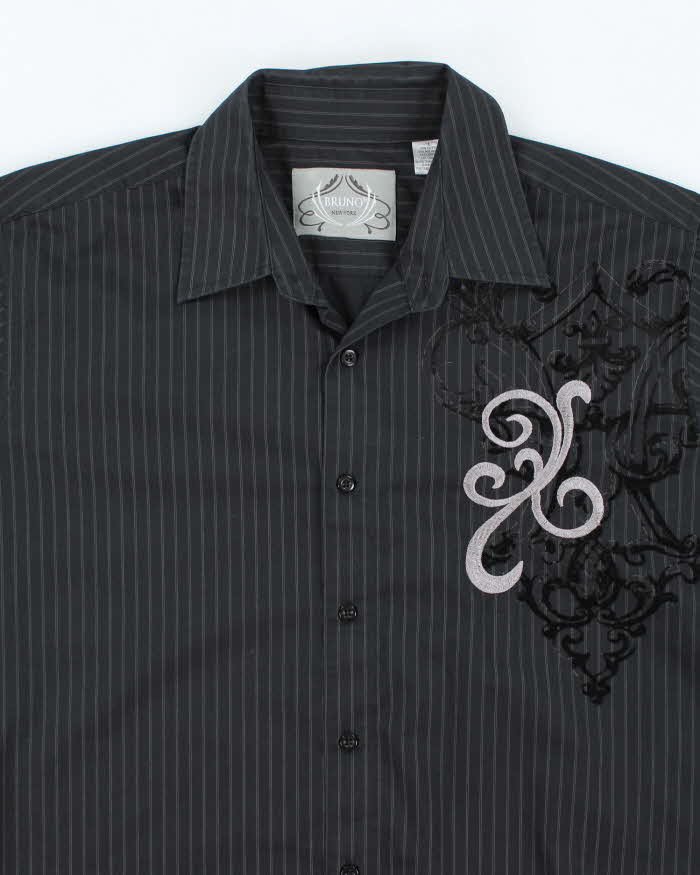 Vintage Y2K Bruno New York Embroidered Long Sleeve Striped Shirt - L