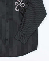 Vintage Y2K Bruno New York Embroidered Long Sleeve Striped Shirt - L