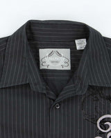 Vintage Y2K Bruno New York Embroidered Long Sleeve Striped Shirt - L