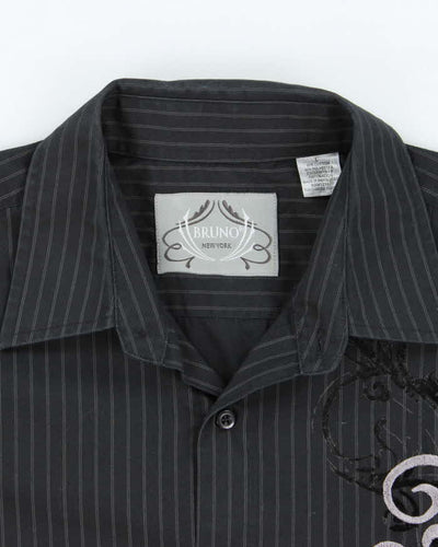 Vintage Y2K Bruno New York Embroidered Long Sleeve Striped Shirt - L